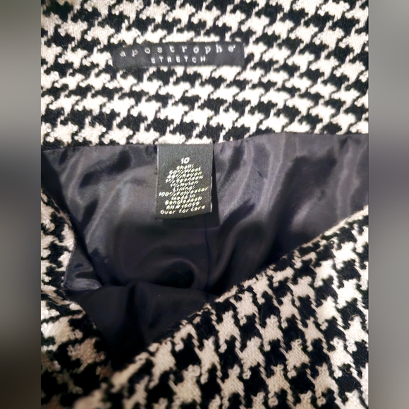 Apostrophe Size 10 Wool Rayon black and white houndstooth skirt, formal, chic, - Picture 10 of 10